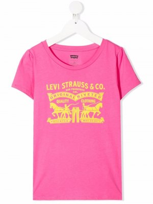 Levis Kids футболка с логотипом Levi's. Цвет: розовый