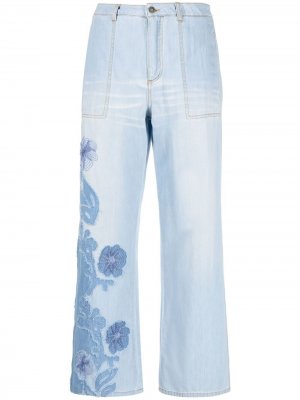 Укороченные джинсы с вышивкой Ermanno Scervino. Цвет: синий