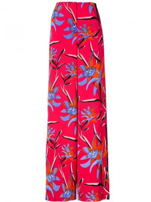 Широкие брюки с цветочным рисунком Dvf Diane Von Furstenberg. Цвет: красный