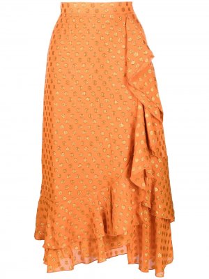 LAutre Chose декорированная юбка миди асимметричного кроя L'Autre. Цвет: оранжевый