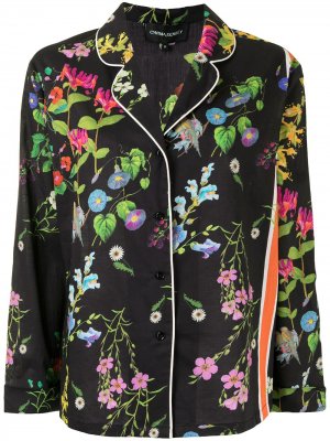 Пижамная рубашка с цветочным принтом Cynthia Rowley. Цвет: черный