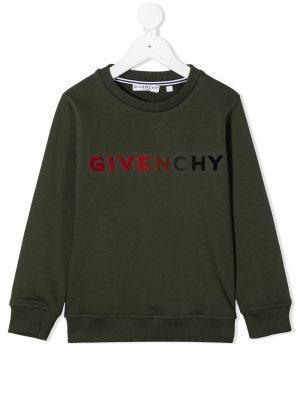 Толстовка с логотипом Givenchy Kids. Цвет: зеленый