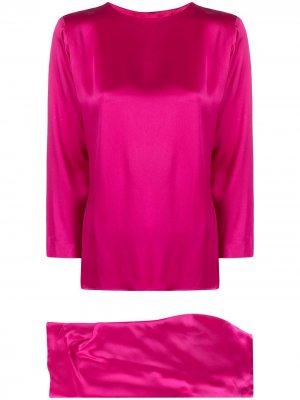 Комплект из укороченной блузки и юбки с запахом Yves Saint Laurent Pre-Owned. Цвет: розовый
