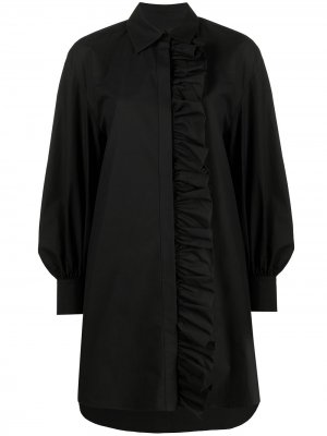 Платье-рубашка с длинными рукавами и оборками MSGM. Цвет: черный