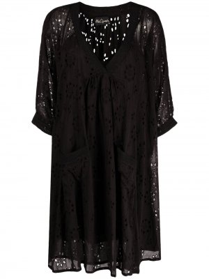 Расклешенное платье с английской вышивкой Mes Demoiselles. Цвет: черный