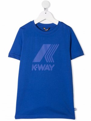 Футболка с логотипом K Way Kids. Цвет: синий