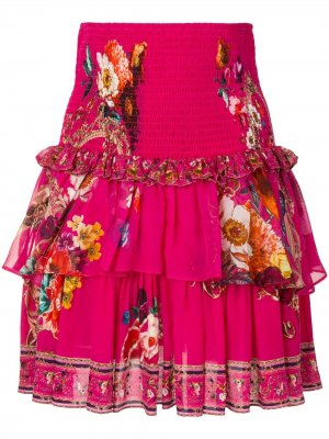Многослойная юбка с цветочным принтом Camilla. Цвет: розовый