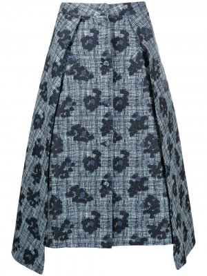 Расклешенная юбка миди с цветочным принтом HENRIK VIBSKOV. Цвет: синий