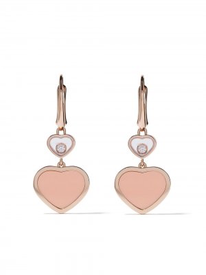 Серьги Happy Hearts из розового золота с бриллиантами Chopard. Цвет: розовый