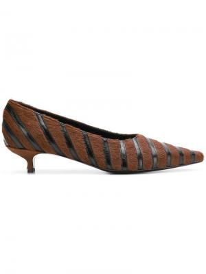 Полосатые туфли-лодочки с заостренным носком Sonia Rykiel. Цвет: коричневый