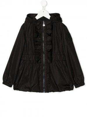 Куртка с оборками Moncler Enfant. Цвет: черный