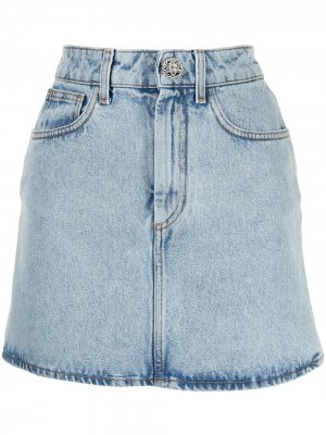 Джинсовая юбка мини прямого кроя Alessandra Rich. Цвет: синий