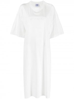 Платье-футболка с вышитым логотипом VETEMENTS. Цвет: белый