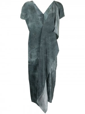 Драпированное платье с эффектом потертости Uma Wang. Цвет: зеленый