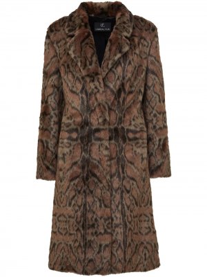 Пальто Maze с леопардовым принтом Unreal Fur. Цвет: коричневый