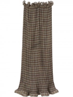 Клетчатая юбка с оборками Burberry. Цвет: коричневый