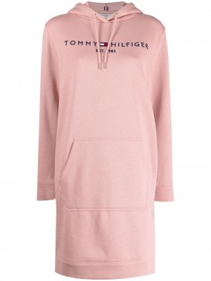 Платье-худи с логотипом Tommy Hilfiger. Цвет: розовый