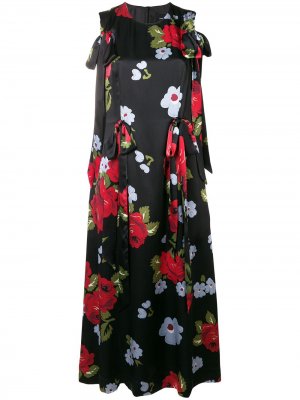 Платье с цветочным принтом и лентами Simone Rocha. Цвет: черный