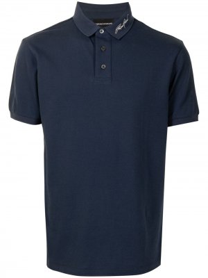 Рубашка поло с вышитым логотипом Emporio Armani. Цвет: синий