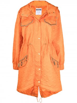 Однобортное пальто с цепочкой Moschino. Цвет: оранжевый