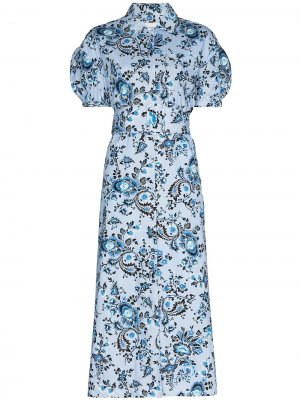 Платье миди Frederick с принтом Erdem. Цвет: синий