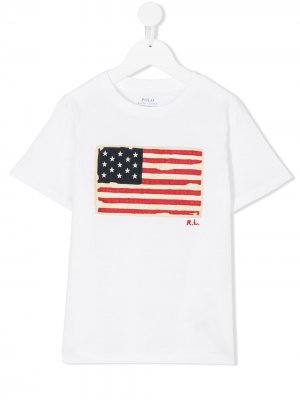 American flag patch T-shirt Ralph Lauren Kids. Цвет: белый