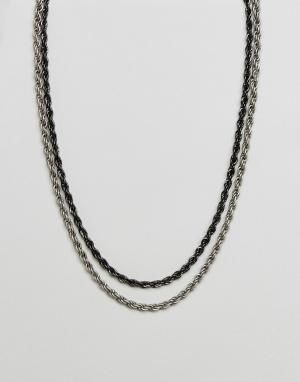 Набор ожерелий-цепочек ASOS. Цвет: серебряный