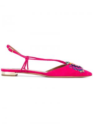 Декорированные туфли на плоской подошве Aquazzura. Цвет: розовый и фиолетовый