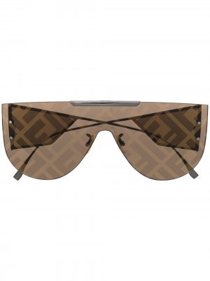 Солнцезащитные очки Brille с логотипом FF Fendi Eyewear. Цвет: коричневый