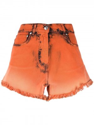 Джинсовые шорты с эффектом потертости MSGM. Цвет: оранжевый