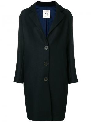 Однобортное пальто длины миди Semicouture. Цвет: синий