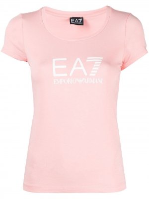 Футболка с логотипом Ea7 Emporio Armani. Цвет: розовый