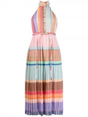 Платье в полоску с плиссировкой Zimmermann. Цвет: розовый