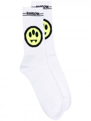 Жаккардовые носки с логотипом BARROW. Цвет: белый