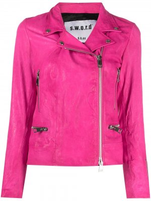 Байкерская куртка на молнии S.W.O.R.D 6.6.44. Цвет: розовый