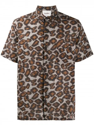 Рубашка с леопардовым принтом Nanushka. Цвет: коричневый