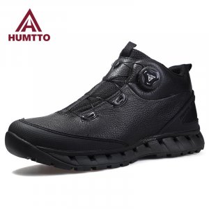 Мужские ботильоны , кожаные черные повседневные туфли, брендовые роскошные дизайнерские кроссовки, дышащие уличные зимние ботинки HUMTTO
