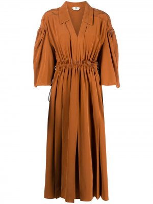 Платье миди с открытым воротником Fendi. Цвет: коричневый