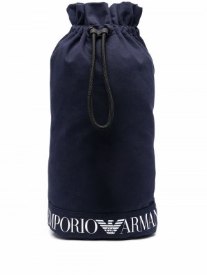 Рюкзак с кулиской и логотипом Emporio Armani. Цвет: синий