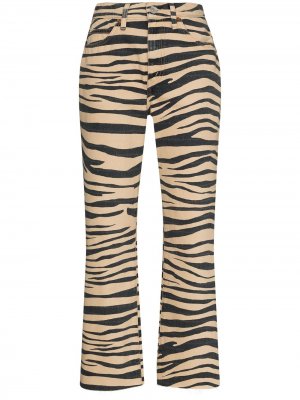 Укороченные джинсы из винтажного денима с тигровым принтом RE/DONE. Цвет: нейтральные цвета
