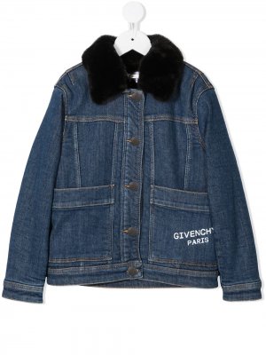 Джинсовая куртка с вышитым логотипом Givenchy Kids. Цвет: синий