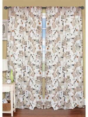 Комплект штор Postcard - XL, 2 шторы 276х270 см, подхвата Kauffort. Цвет: бежевый, коричневый, черный