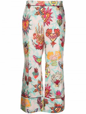 Укороченные брюки с принтом Zimmermann. Цвет: нейтральные цвета