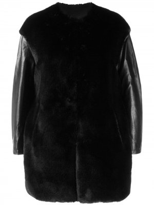 Куртка свободного кроя с искусственным мехом Pinko. Цвет: черный