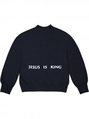 Толстовка Jesus Is King Chicago с принтом Kanye West. Цвет: синий