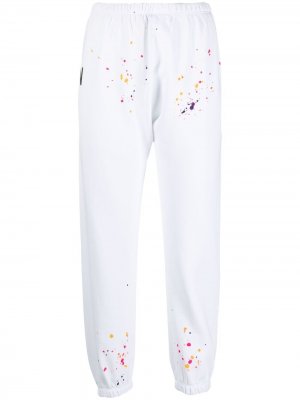 Спортивные брюки с эффектом разбрызганной краски Sprwmn. Цвет: белый