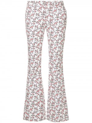 Вельветовые брюки с цветочным принтом CK Calvin Klein. Цвет: белый