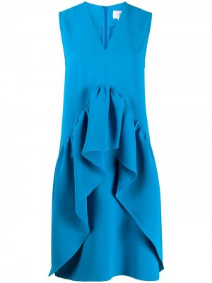 Платье-трапеция с оборками Victoria Beckham. Цвет: синий