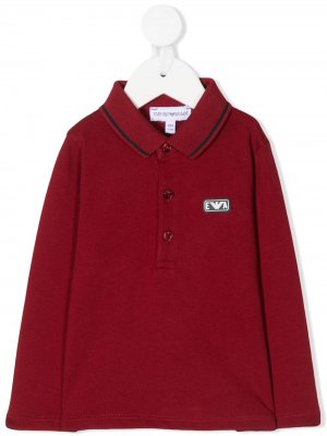 Рубашка поло с длинными рукавами и нашивкой-логотипом Emporio Armani Kids. Цвет: красный