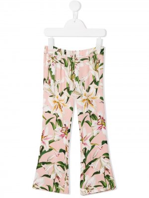 Прямые брюки с цветочным принтом Dolce & Gabbana Kids. Цвет: розовый